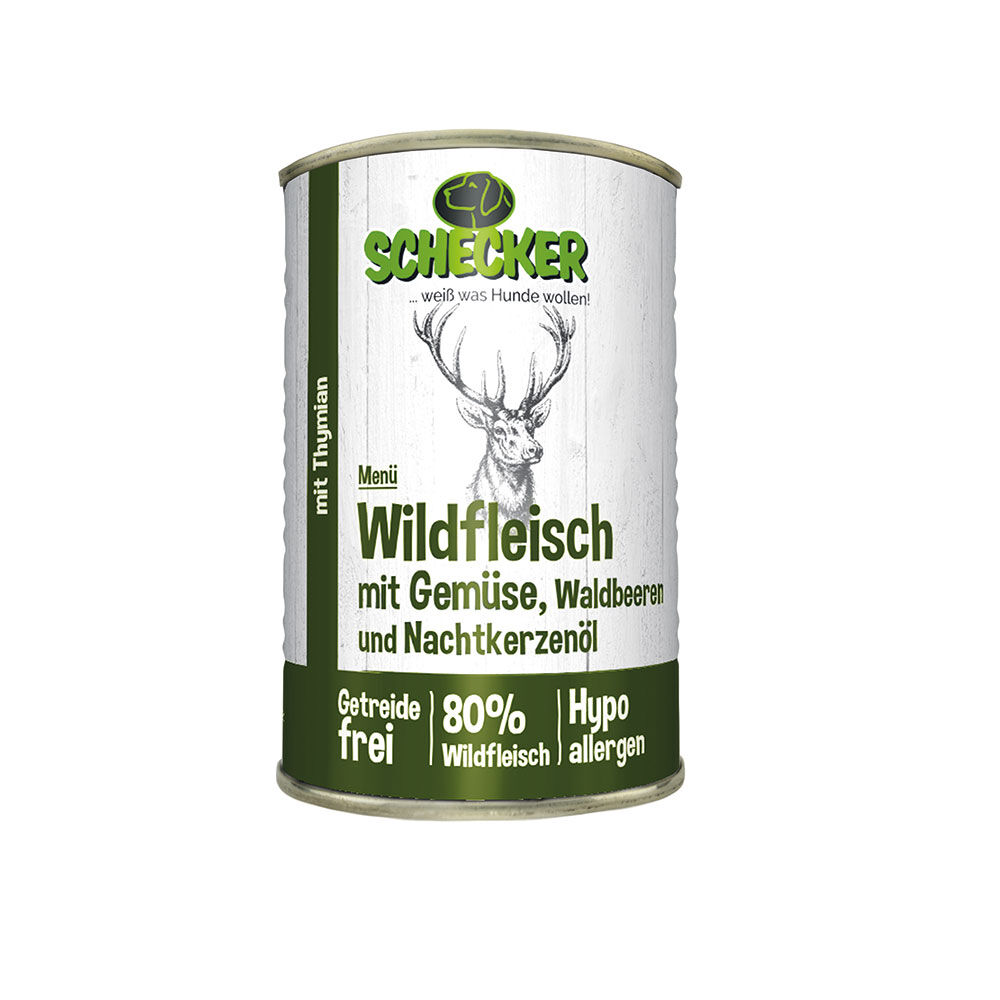 Schecker hondenmenu - wild met groente, bosbessen en teunisbloemolie Afbeelding 2