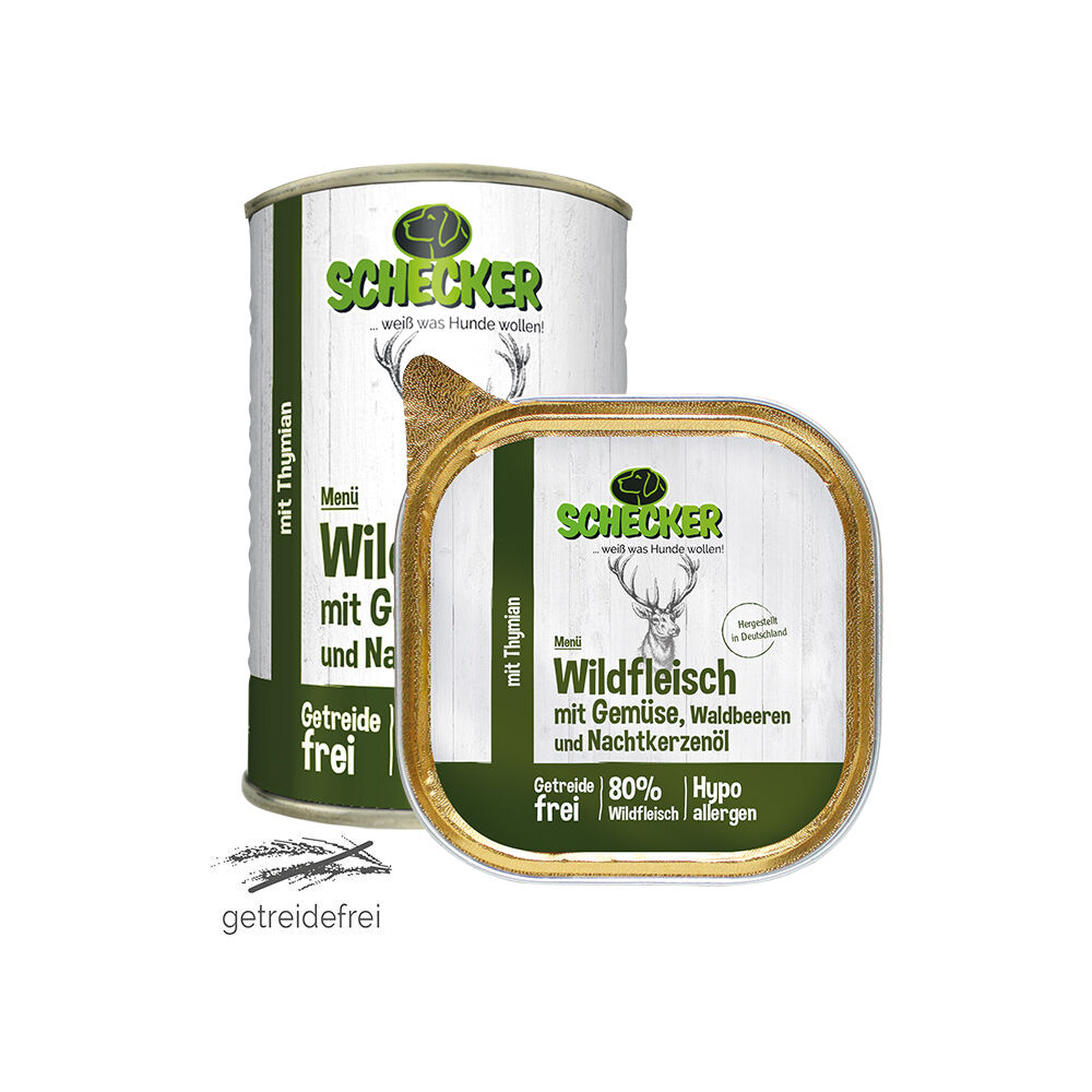 Schecker hondenmenu - wild met groente, bosbessen en teunisbloemolie Afbeelding 4