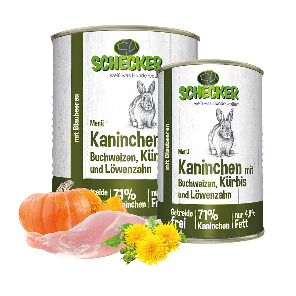 Schecker hondenmenu - konijn met boekweit, pompoen en paardenbloem